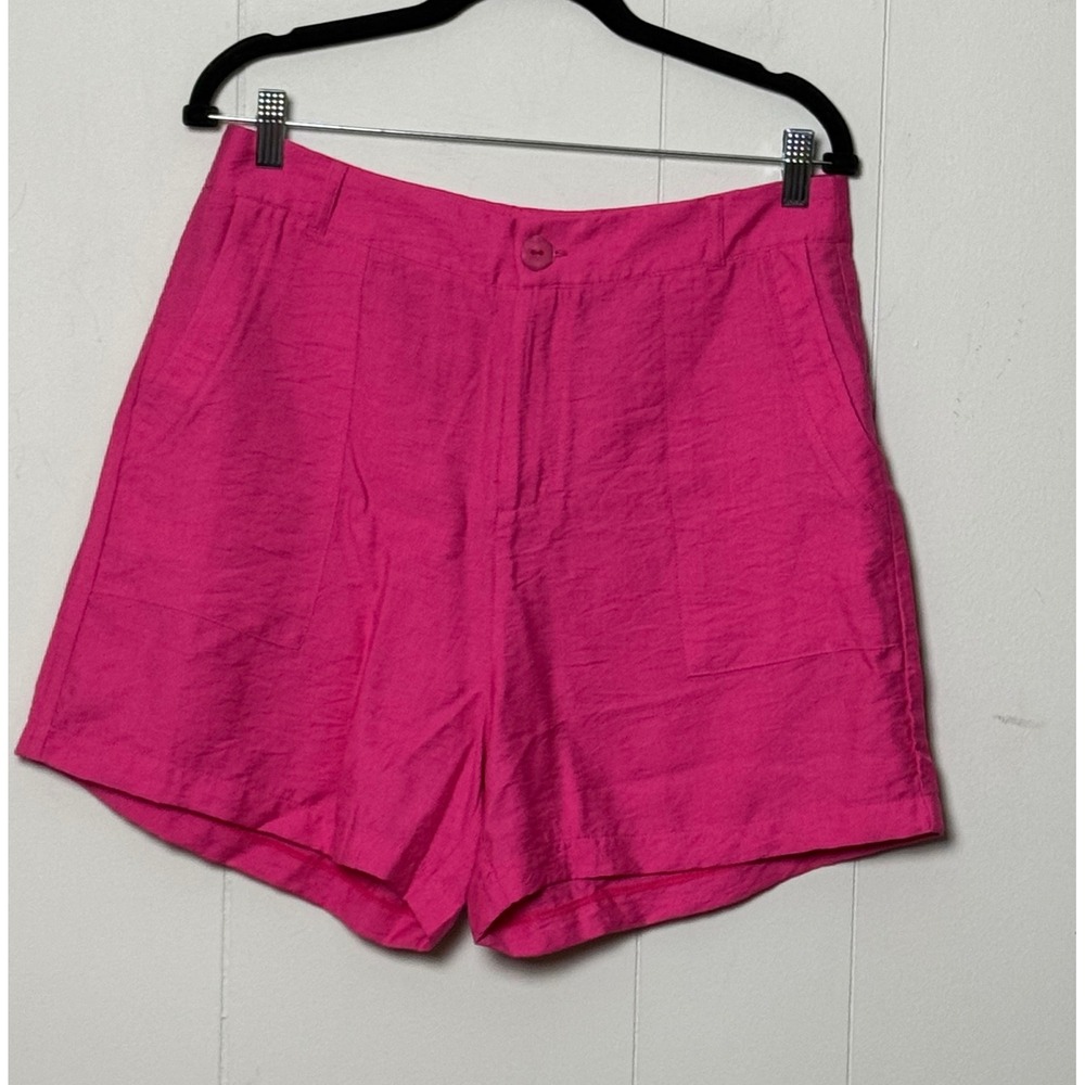 Bump Pink High Waisted Viscose Blend Shorts Made in Brazil Hot Pink Size L